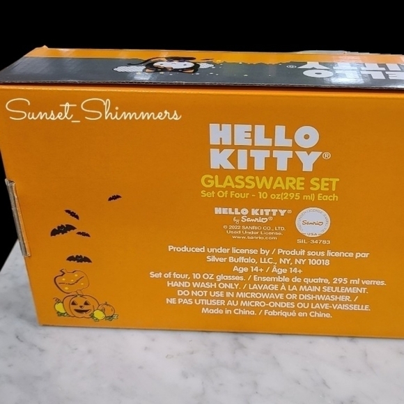 4pc Sanrio HELLO KITTY Sparkly HALLOWEEN Drink Glass Set New - Picture 2 of 5